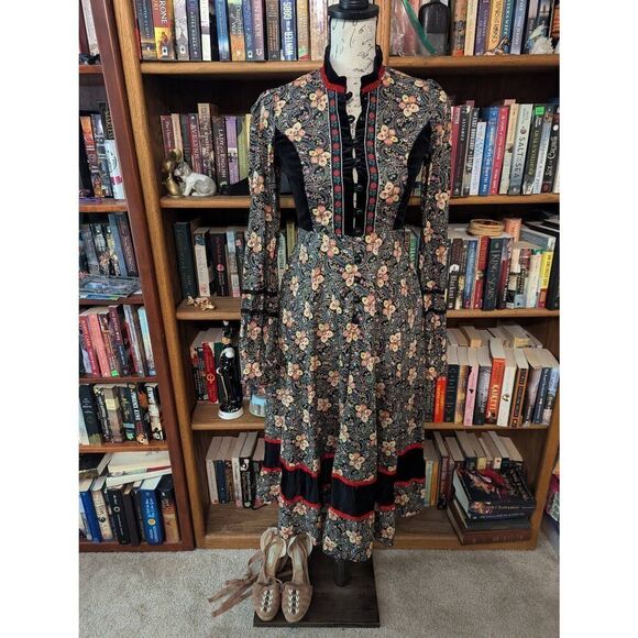 Gunne Sax Women’s Size 9 Russian doll print midi Cottagecore Peasant Very Rare - Picture 1 of 8